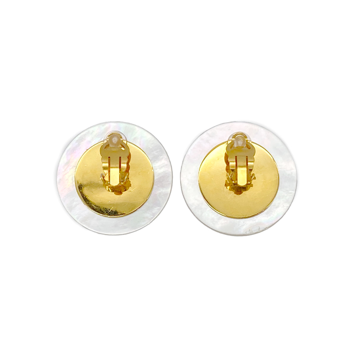 CHANEL VINTAGE EARRINGS ROUND COCOMARK SHELL ACCESSORY 90287902