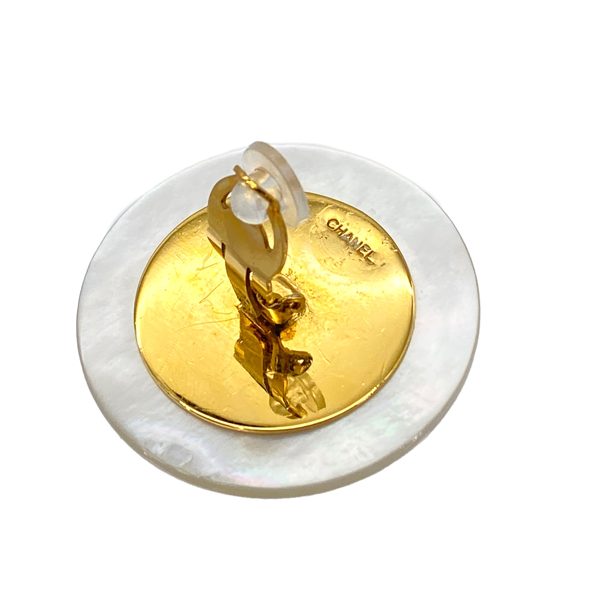 CHANEL VINTAGE EARRINGS ROUND COCOMARK SHELL ACCESSORY 90287902