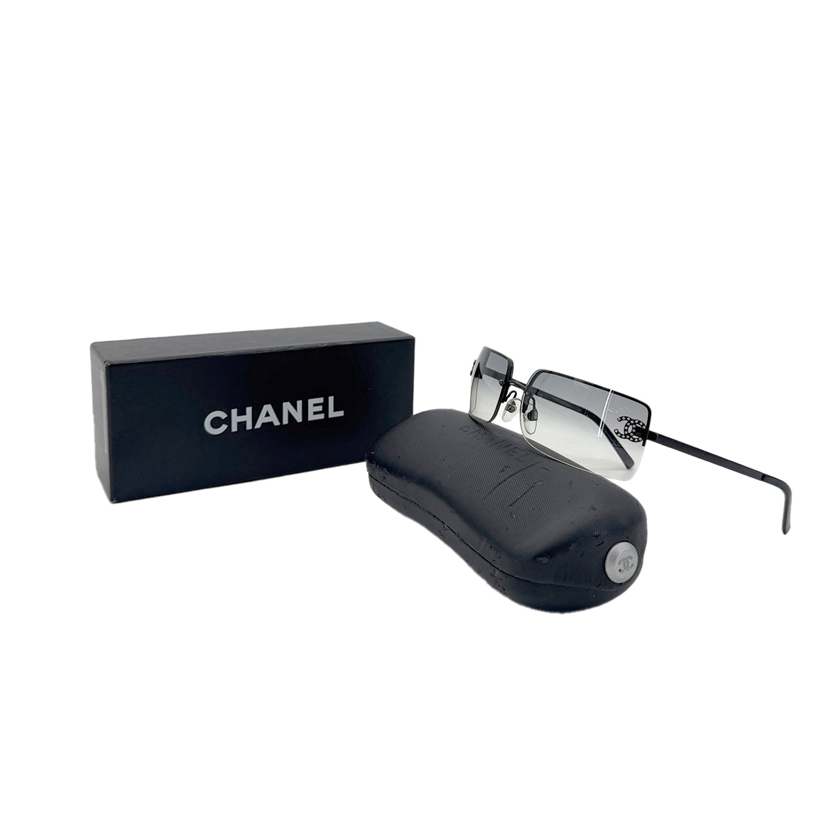 CHANEL VINTAGE SUNGLASSES COCOMARK RHINESTONE BLACK EYEWEAR 90287904