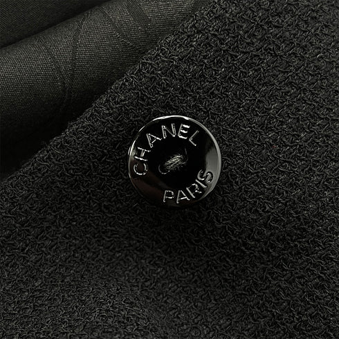 CHANEL COCO BUTTON JACKET BLACK WOOL 34 02P RTW 90287918
