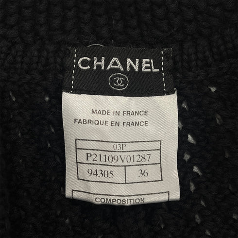 CHANEL CAMELLIA COCO BUTTON KNIT JACKET BLACK COTTON 36 03P RTW 90287919