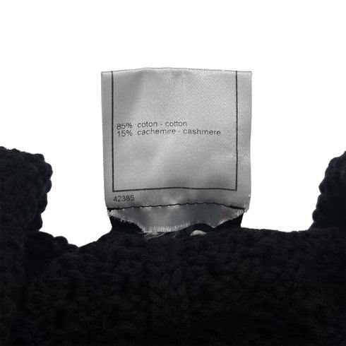 CHANEL CAMELLIA COCO BUTTON KNIT JACKET BLACK COTTON 36 03P RTW 90287919