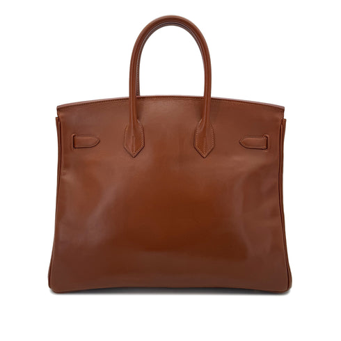 HERMES BIRKIN 35 NOISETTE BOX CALF HAND BAG □G GHW 90287994 - PURPOSE
