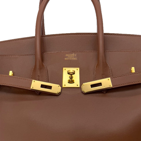 HERMES BIRKIN 35 NOISETTE BOX CALF HAND BAG □G GHW 90287994 - PURPOSE