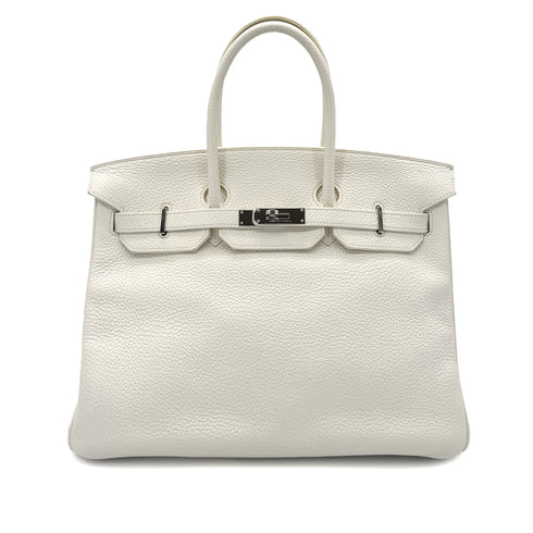 HERMES BIRKIN 35 WHITE TAURILLON CLEMENCE HAND BAG □N SHW 90287995 - PURPOSE