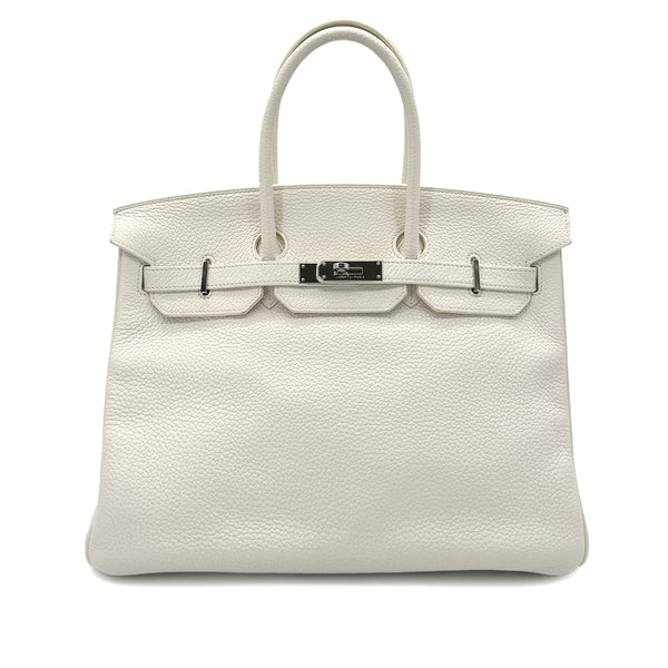 HERMES BIRKIN 35 WHITE TAURILLON CLEMENCE HAND BAG □N SHW 90287995 - PURPOSE