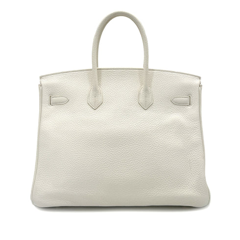 HERMES BIRKIN 35 WHITE TAURILLON CLEMENCE HAND BAG □N SHW 90287995 - PURPOSE