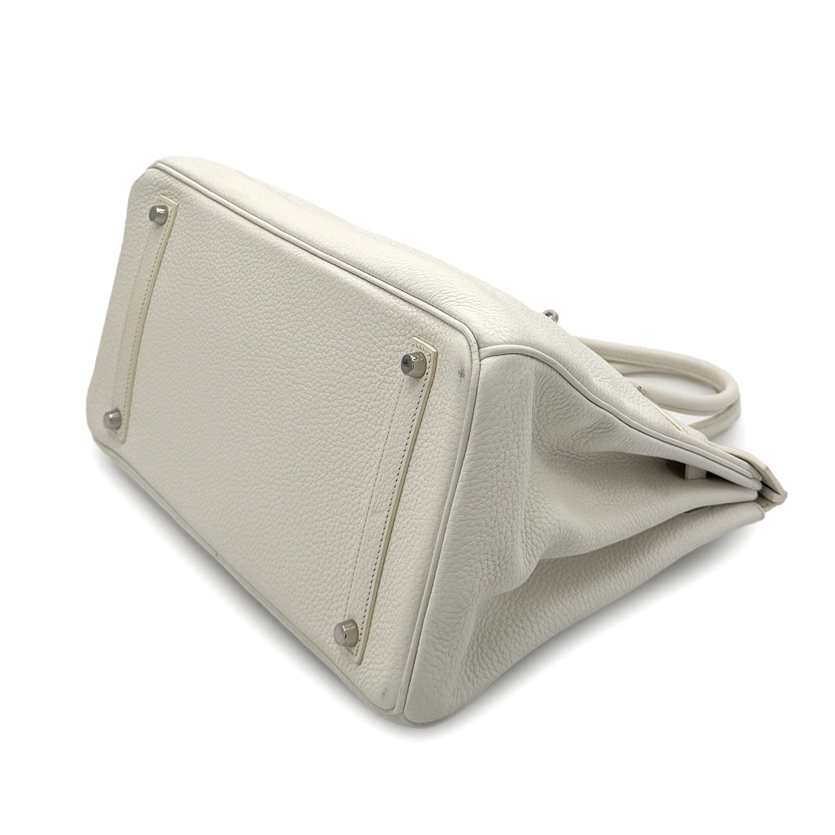 HERMES BIRKIN 35 WHITE TAURILLON CLEMENCE HAND BAG □N SHW 90287995