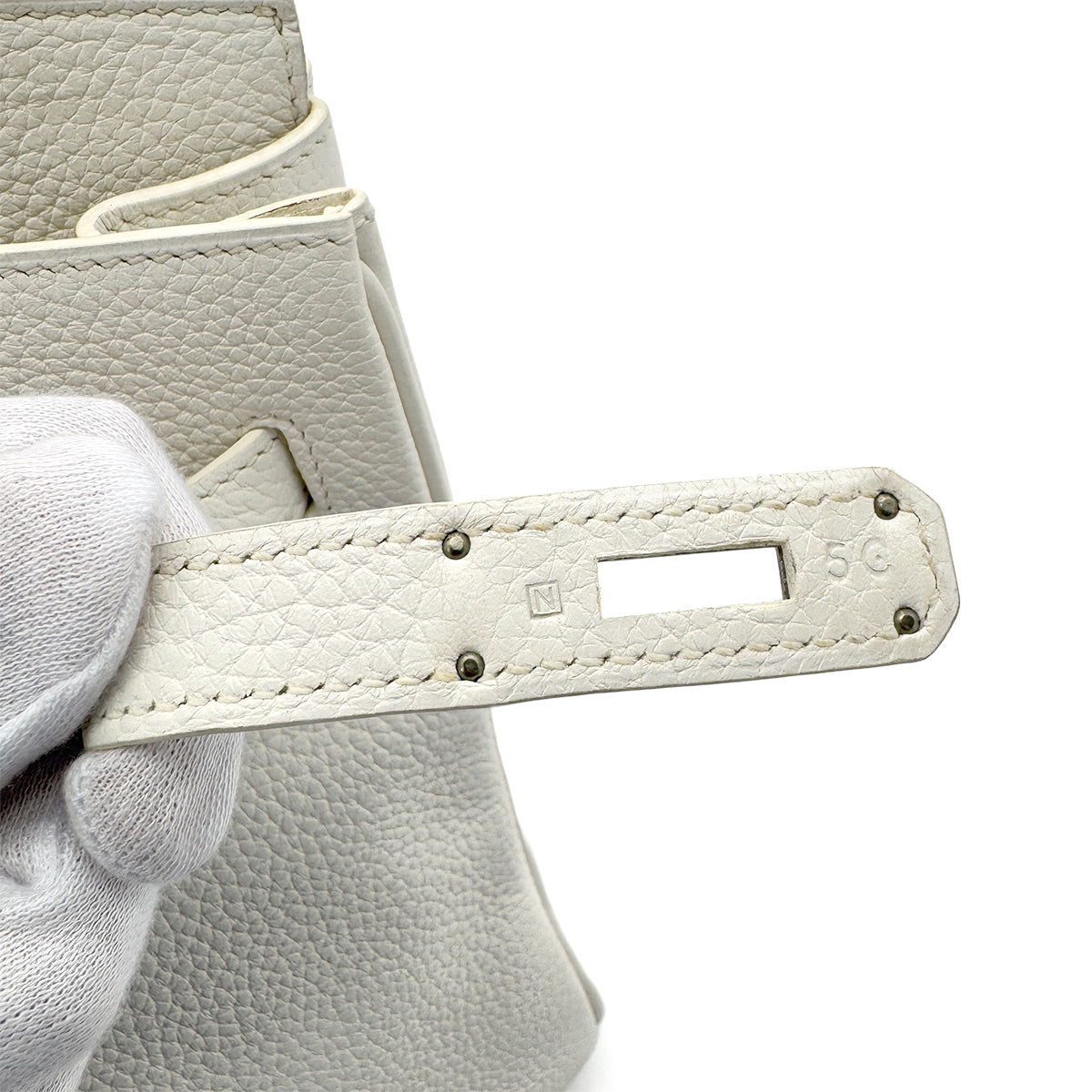 HERMES BIRKIN 35 WHITE TAURILLON CLEMENCE HAND BAG □N SHW 90287995
