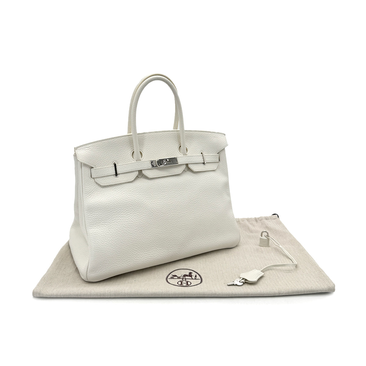 HERMES BIRKIN 35 WHITE TAURILLON CLEMENCE HAND BAG □N SHW 90287995