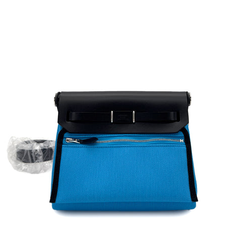HERMES HER BAG ZIP 20 MINI BLEU RIVIERA BLACK VACHE HUNTER TOILE MILITAIRE SHOULDER BAG W 90287999 - PURPOSE