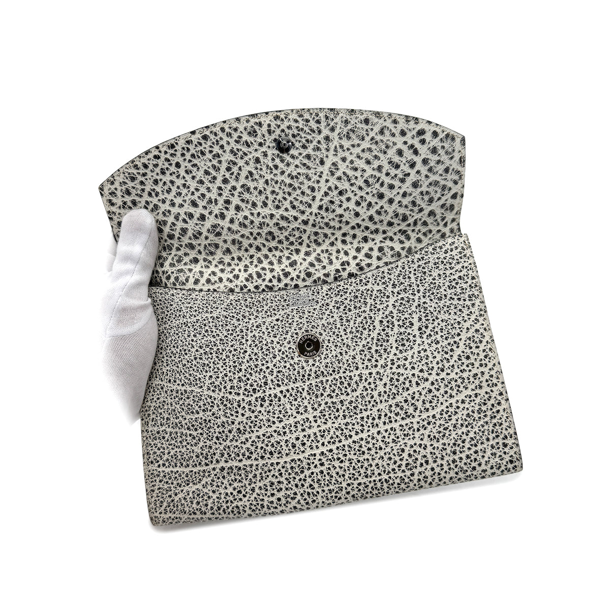 HERMES POCHETTE RIO CADENA BLACK WHITE DALMATIAN CLUTCH BAG □D SHW 90288000