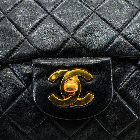 CHANEL VINTAGE CLASSIC FLAP SMALL CHAIN SHOULDER BAG BLACK LAMB SKIN 90288001 - PURPOSE