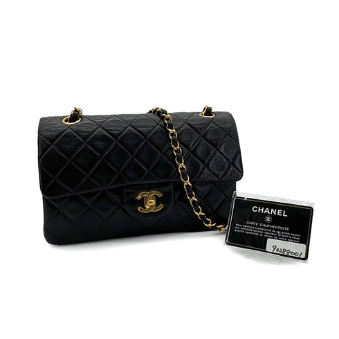 CHANEL VINTAGE CLASSIC FLAP SMALL CHAIN SHOULDER BAG BLACK LAMB SKIN 90288001 - PURPOSE