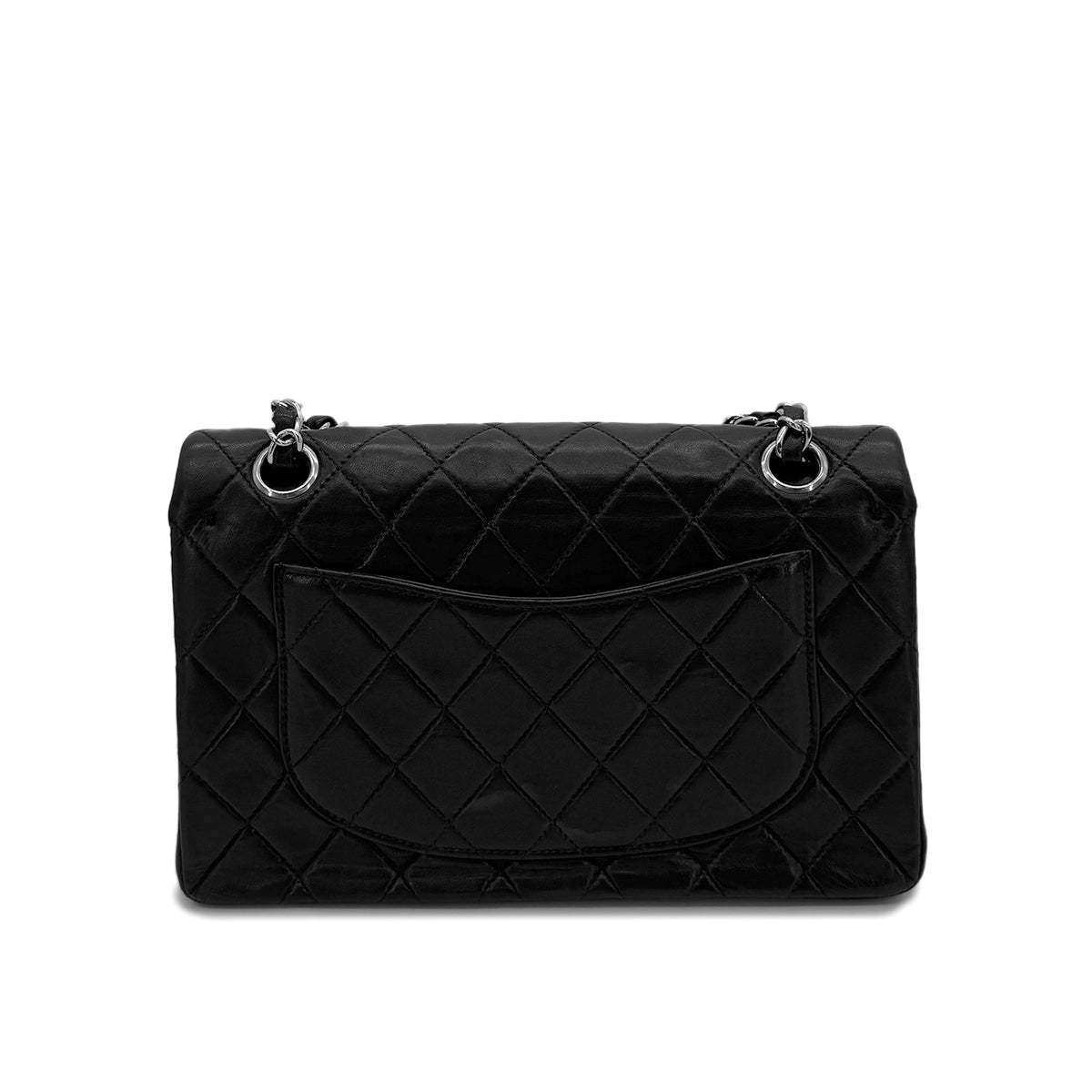 CHANEL VINTAGE CLASSIC FLAP SMALL CHAIN SHOULDER BAG BLACK LAMB SKIN 90288002