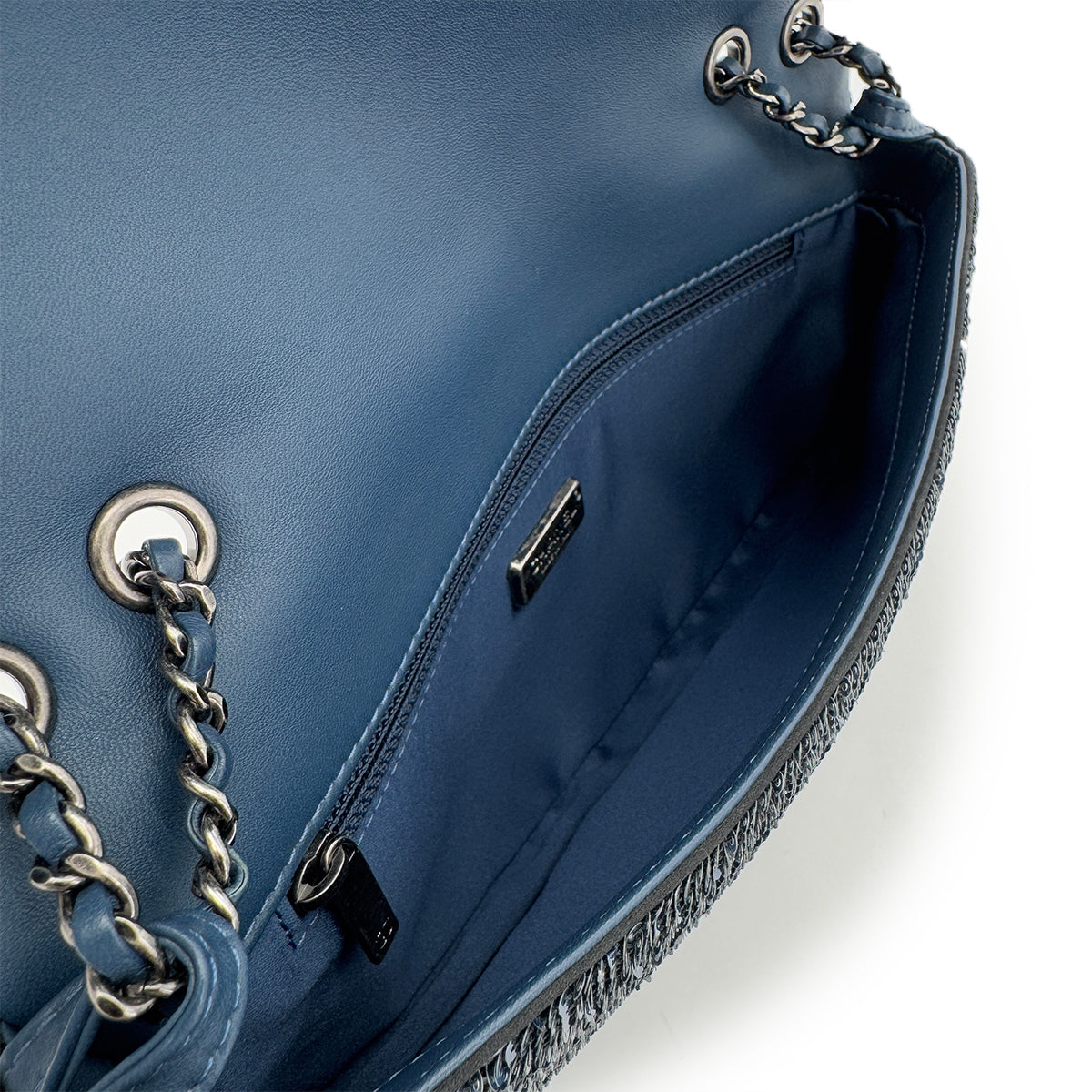 CHANEL COCO CUBA CHAIN SHOULDER BAG NAVY PINK SEQUINS LEATHER 90288005