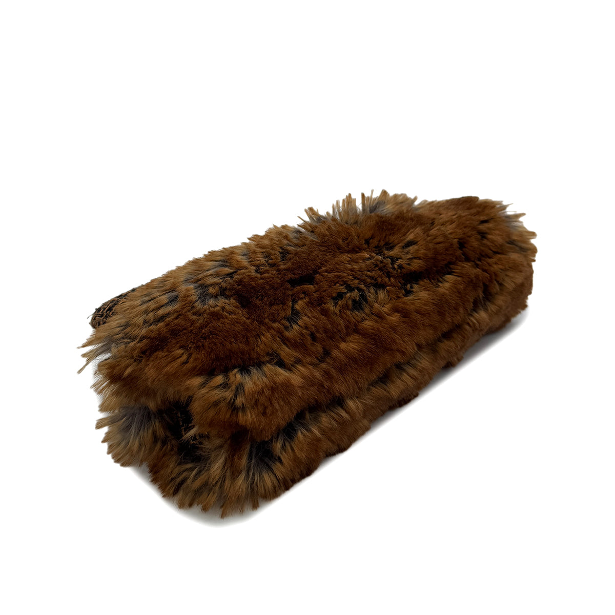 CHANEL CLUTCH CHAIN SHOULDER BAG BROWN TWEED FUR 90288006