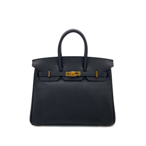 HERMES BIRKIN 25 BLACK EPSOM HAND BAG □I GHW 90288008 - PURPOSE