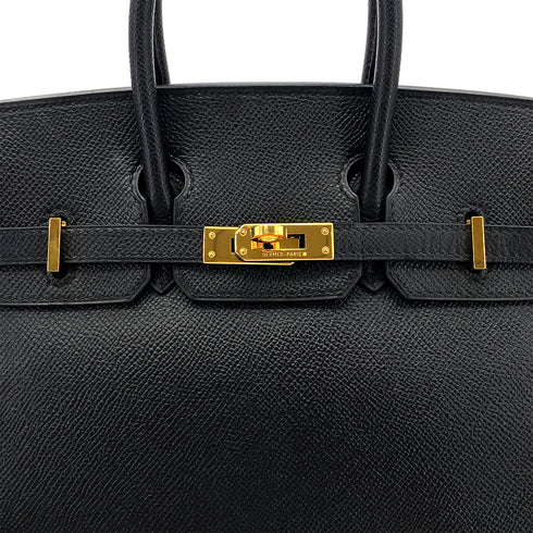HERMES BIRKIN 25 BLACK EPSOM HAND BAG □I GHW 90288008 - PURPOSE