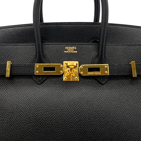 HERMES BIRKIN 25 BLACK EPSOM HAND BAG □I GHW 90288008 - PURPOSE