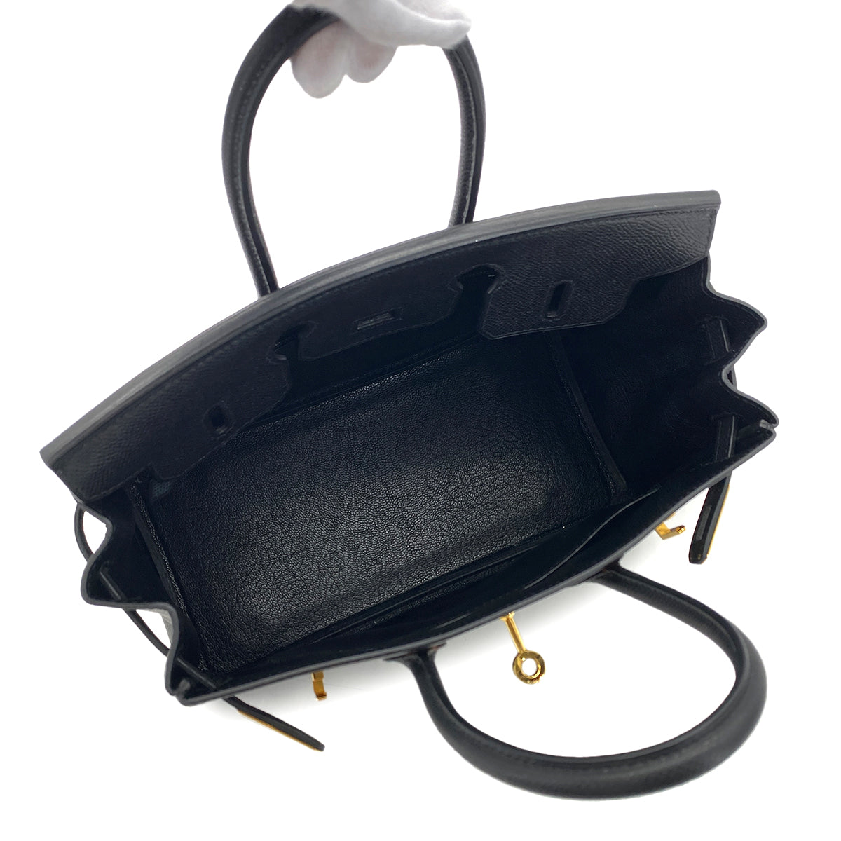 HERMES BIRKIN 25 BLACK EPSOM HAND BAG □I GHW 90288008