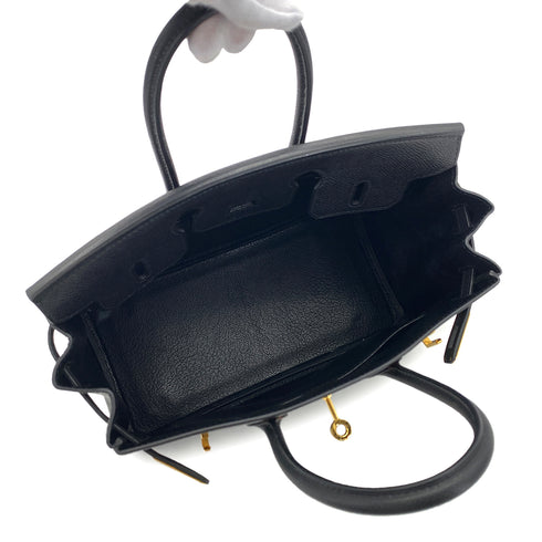 HERMES BIRKIN 25 BLACK EPSOM HAND BAG □I GHW 90288008 - PURPOSE