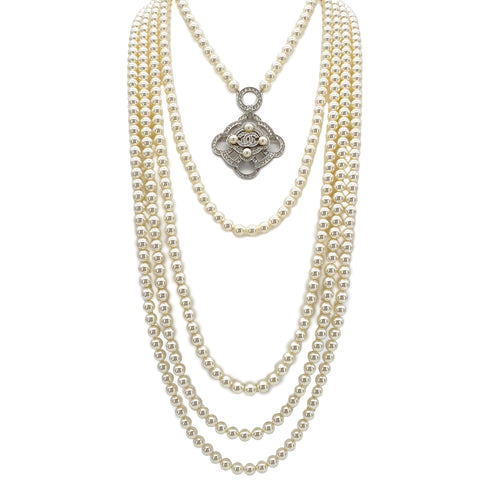CHANEL NECKLACE CAMELLIA COCOMARK FAUX PEARL RHINESTONE ACCESSORY B16B 90288012 - PURPOSE