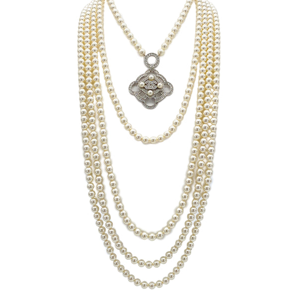 CHANEL NECKLACE CAMELLIA COCOMARK FAUX PEARL RHINESTONE ACCESSORY B16B 90288012 - PURPOSE