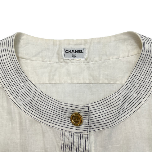 CHANEL VINTAGE COCO BUTTON SHORT SLEEVE SHIRT WHITE RTW 90288013 - PURPOSE