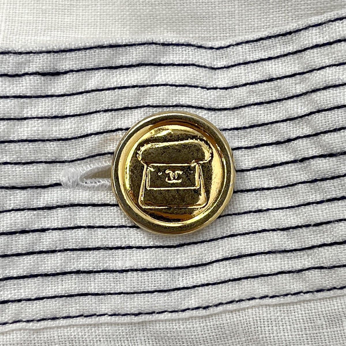 CHANEL VINTAGE COCO BUTTON SHORT SLEEVE SHIRT WHITE RTW 90288013