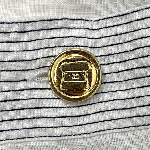 CHANEL VINTAGE COCO BUTTON SHORT SLEEVE SHIRT WHITE RTW 90288013 - PURPOSE