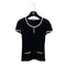 CHANEL COCO BUTTON TOPS BLACK WHITE COTTON 38 RTW 90288014
