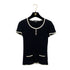 CHANEL COCO BUTTON TOPS BLACK WHITE COTTON 38 RTW 90288014
