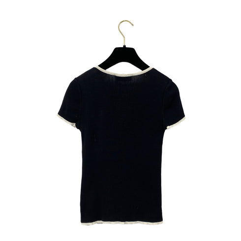 CHANEL COCO BUTTON TOPS BLACK WHITE COTTON 38 RTW 90288014