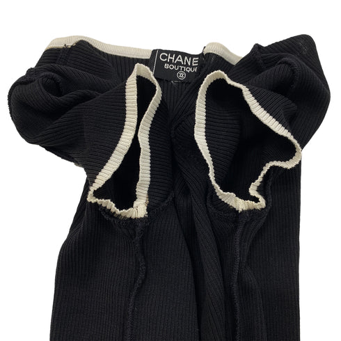 CHANEL COCO BUTTON TOPS BLACK WHITE COTTON 38 RTW 90288014