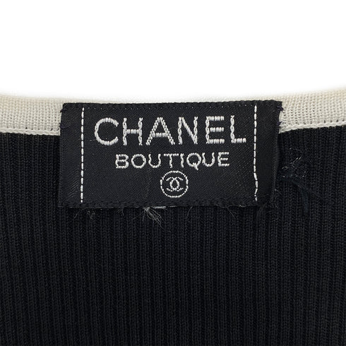 CHANEL COCO BUTTON TOPS BLACK WHITE COTTON 38 RTW 90288014