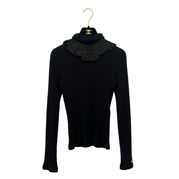 CHANEL FRILLS TOPS BLACK COTTON 34 P57 RTW 90288015 - PURPOSE