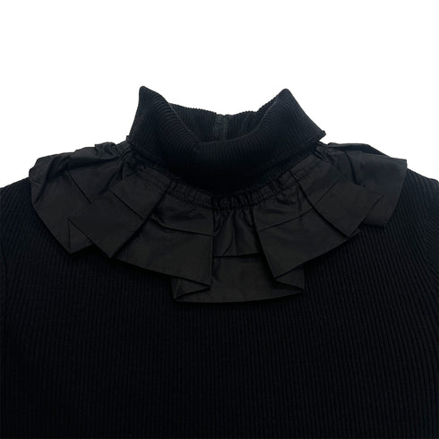 CHANEL FRILLS TOPS BLACK COTTON 34 P57 RTW 90288015