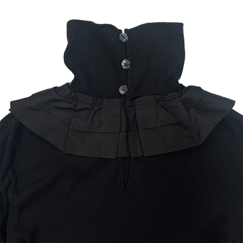 CHANEL FRILLS TOPS BLACK COTTON 34 P57 RTW 90288015