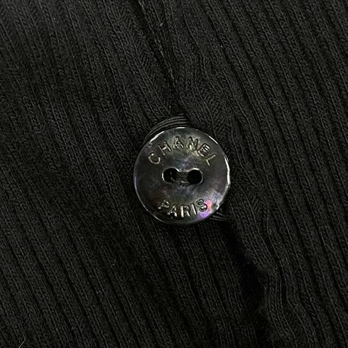 CHANEL FRILLS TOPS BLACK COTTON 34 P57 RTW 90288015