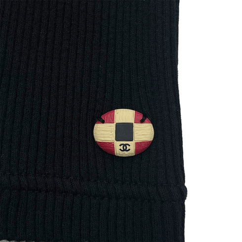 CHANEL FRILLS TOPS BLACK COTTON 34 P57 RTW 90288015