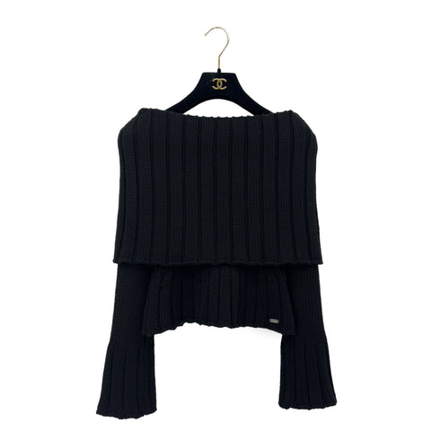 CHANEL VINTAGE KNIT TOPS BLACK WOOL 38 99A RTW 90288016 - PURPOSE