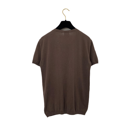 CHANEL SHORT SLEEVE TOPS BROWN COTTON 42 03C RTW 90288017