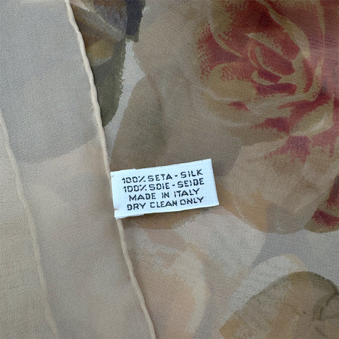 CHANEL VINTAGE FLOWER PATTERN SCARF BEIGE SILK 90288020 - PURPOSE