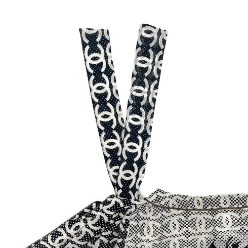 CHANEL COCOMARK LION PRINT HALF SLEEVE TOPS BLACK WHITE COTTON 48 P37 RTW 90288021 - PURPOSE