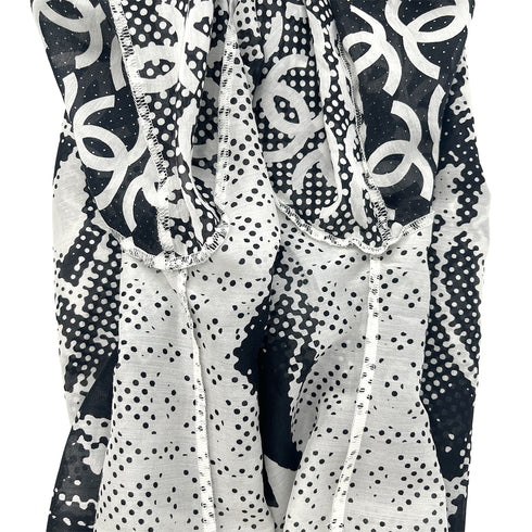 CHANEL COCOMARK LION PRINT HALF SLEEVE TOPS BLACK WHITE COTTON 48 P37 RTW 90288021 - PURPOSE
