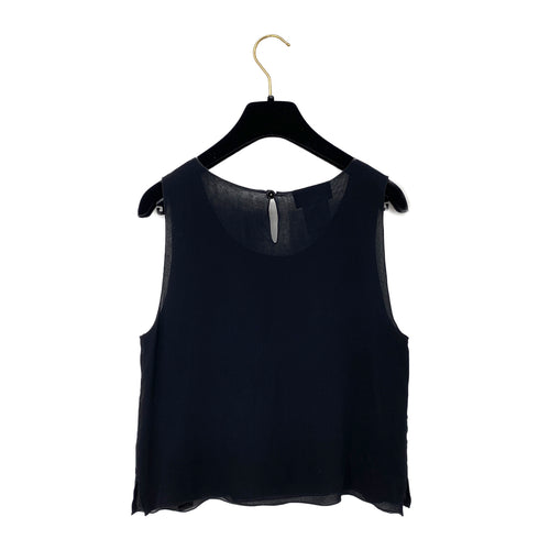 CHANEL SLEEVELESS TOPS BLOUSE BLACK SILK 38 01P RTW 90288022