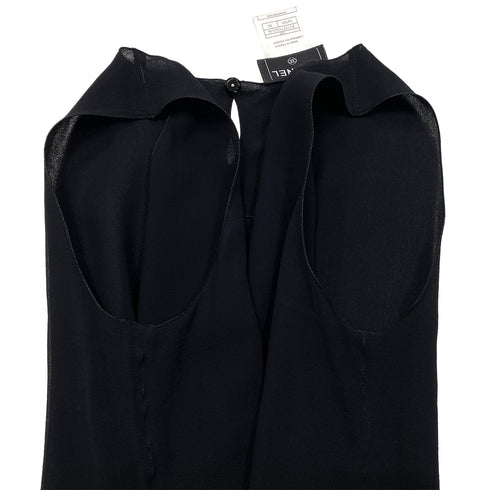 CHANEL SLEEVELESS TOPS BLOUSE BLACK SILK 38 01P RTW 90288022
