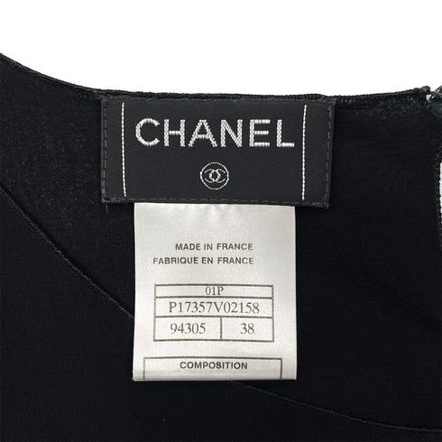 CHANEL SLEEVELESS TOPS BLOUSE BLACK SILK 38 01P RTW 90288022