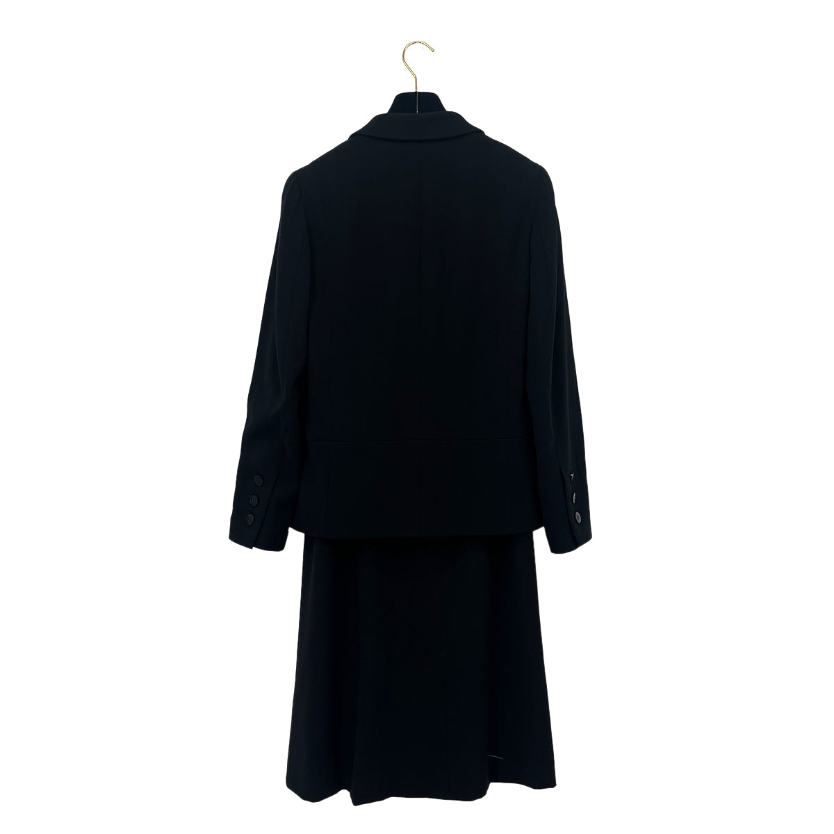 CHANEL VINTAGE JACKET SKIRT SET WOOL COCO BUTTON BLACK 38 98A RTW 90288023